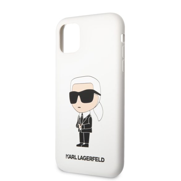 Karl Lagerfeld iPhone 11 Liquid Silicone Iconic (KLHCN61SNIKBCH) hátlap, tok, fehér