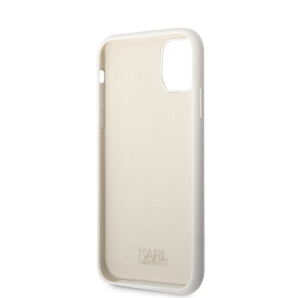 Karl Lagerfeld iPhone 11 Liquid Silicone Iconic (KLHCN61SNIKBCH) hátlap, tok, fehér