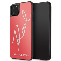   Karl Lagerfeld iPhone 11 Pro Max Glitter Signature hátlap, tok, piros
