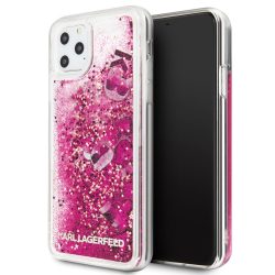   Karl Lagerfeld iPhone 11 Pro Max Floating Charms Liquid Glitter Iconic hátlap, tok, rózsaszín