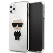   Karl Lagerfeld iPhone 11 Pro Max Glitter Ikonik Full Body (KLHCN65TPUTRIKSL) hátlap, tok, ezüst