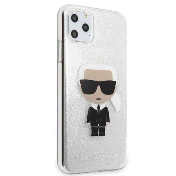 Karl Lagerfeld iPhone 11 Pro Max Glitter Ikonik Full Body (KLHCN65TPUTRIKSL) hátlap, tok, ezüst