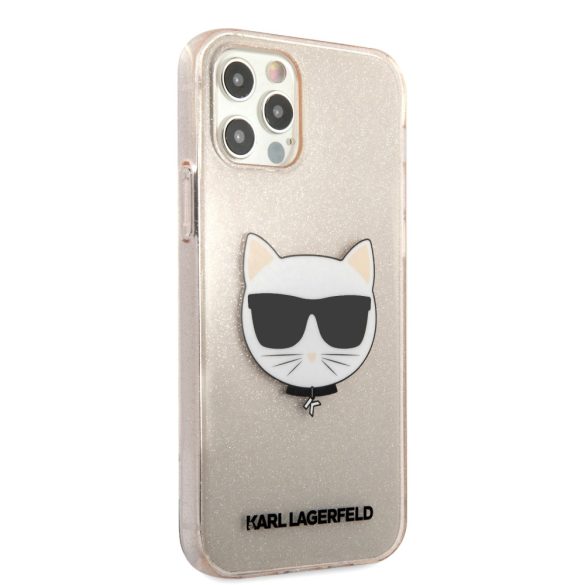 Karl Lagerfeld iPhone 12 Pro Max Glitter Choupette (KLHCP12LCHTUGLGO) hátlap, tok, arany