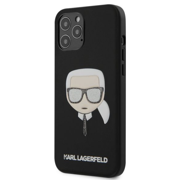 Karl Lagerfeld iPhone 12 Pro Max Layers Glitter Iconic (KLHCP12LGLBK) hátlap, tok, fekete