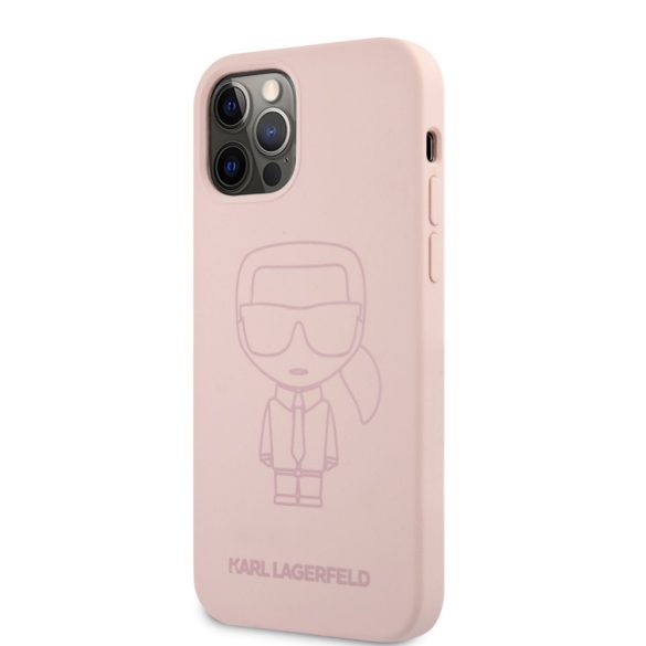 Karl Lagerfeld iPhone 12 Pro Max Ikonik Outline 2 Silicone (KLHCP12LSILTTPI) hátlap, tok, világos rózsaszín