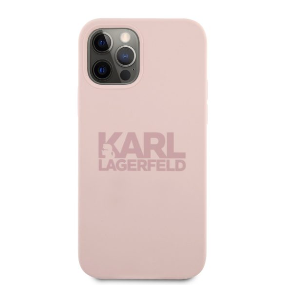 Karl Lagerfeld iPhone 12 Pro Max Silicone (KLHCP12LSTKLTLP) hátlap, tok, világos rózsaszín