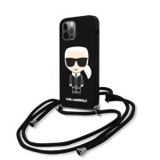   Karl Lagerfeld iPhone 12 Pro Max Silicone Cord Iconic (KLHCP12LWOSLFKBK) hátlap, tok, fekete