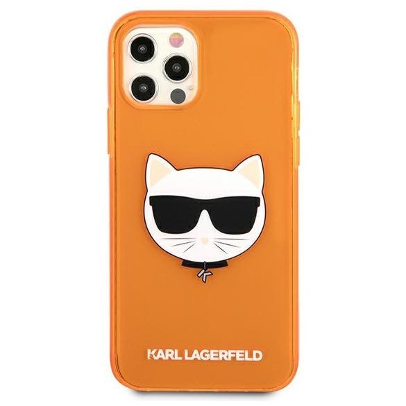 Karl Lagerfeld iPhone 12/12 Pro Choupette Head (KLHCP12MCHTRO) hátlap, tok, narancssárga