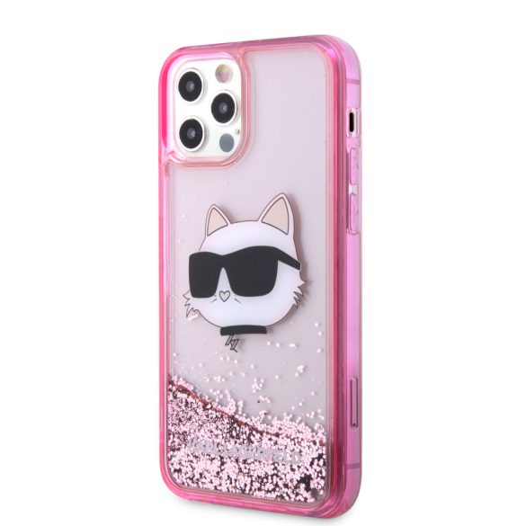 Karl Lagerfeld iPhone 12/ 12 Pro Glitter Choupette Head (KLHCP12MLNCHCP) hátlap, tok, rózsaszín