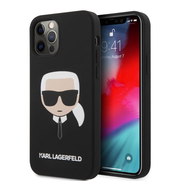 Karl Lagerfeld iPhone 12/12 Pro Silicone Karl Head (KLHCP12MSLKHBK) hátlap, tok, fekete