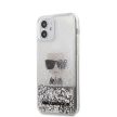 Karl Lagerfeld iPhone 12 Mini Liquid Glitter Iconic (KLHCP12SGLIKSL) hátlap, tok, ezüst