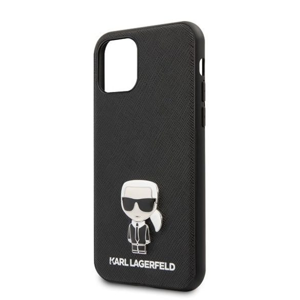 Karl Lagerfeld iPhone 12 Mini Saffiano Iconik (KLHCP12SIKMSBK) hátlap, tok, fekete