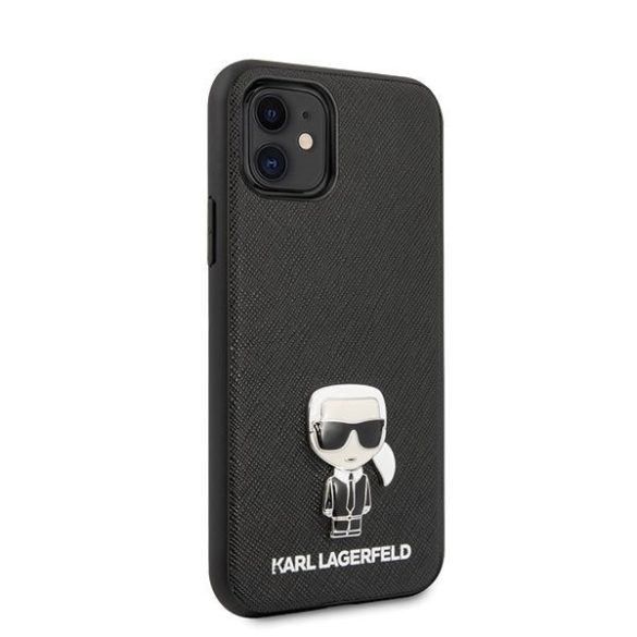 Karl Lagerfeld iPhone 12 Mini Saffiano Iconik (KLHCP12SIKMSBK) hátlap, tok, fekete