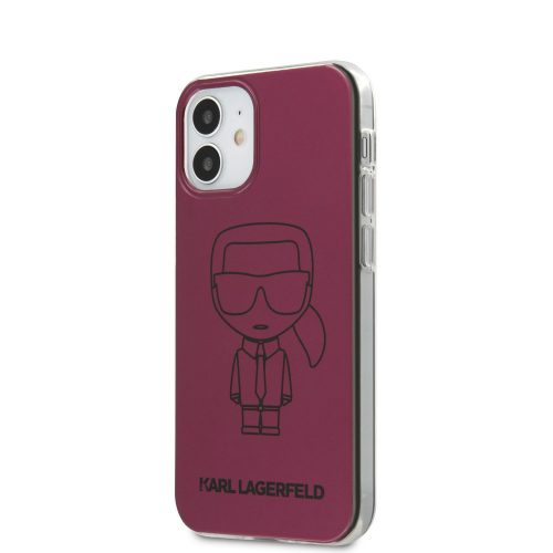 Karl Lagerfeld iPhone 12 Mini Metallic Ikonik Outline (KLHCP12SPCUMIKPI) hátlap, tok, rózsaszín