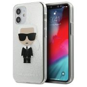   Karl Lagerfeld iPhone 12 Mini Glitter Ikonik Full Body (KLHCP12SPCUTRIKSL) hátlap, tok, ezüst
