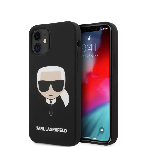 Karl Lagerfeld iPhone 12 Mini Silicone Karl Head (KLHCP12SSLKHBK) hátlap, tok, fekete