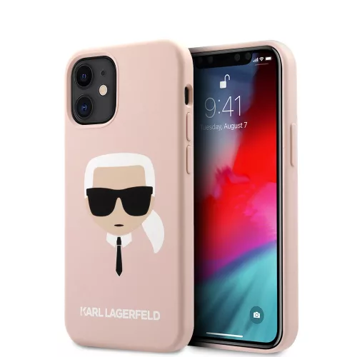 Karl Lagerfeld iPhone 12 Mini Silicone Karl Head (KLHCP12SSLKHLP) hátlap, tok, rózsaszín