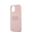 Karl Lagerfeld iPhone 12 Mini Silicone Stack Logo (KLHCP12SSTKLTLP) hátlap, tok, rózsaszín