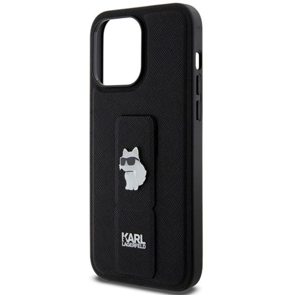 Karl Lagerfeld iPhone 13/13 Pro Gripstand Saffiano Choupette Pins (KLHCP13LGSACHPK) hátlap, tok, fekete