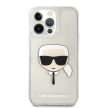 Karl Lagerfeld iPhone 13 Pro Karl Head Glitter (KLHCP13LKHTUGLS) hátlap, tok, ezüst