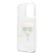 Karl Lagerfeld iPhone 13 Pro Karl Head Glitter (KLHCP13LKHTUGLS) hátlap, tok, ezüst