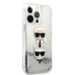 Karl Lagerfeld iPhone 13 Pro Karl and Choupette Glitter (KLHCP13LKICGLS) hátlap, tok, ezüst