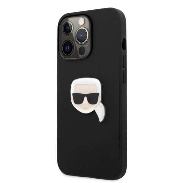 Karl Lagerfeld iPhone 13 Pro Ikonik Karl Head Metal (KLHCP13LPKMK) hátlap, tok, fekete