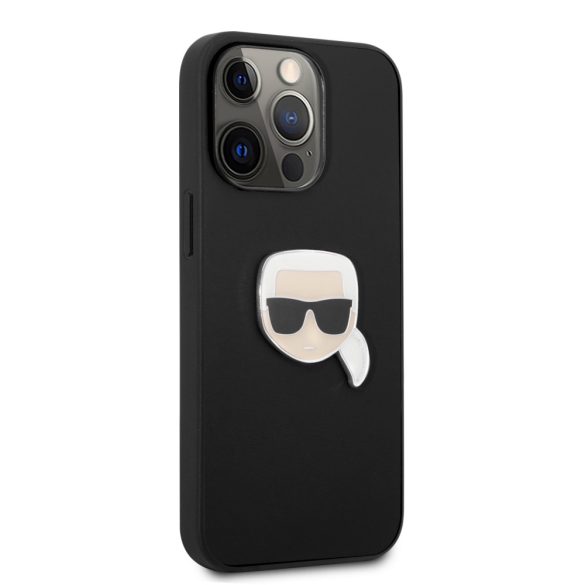 Karl Lagerfeld iPhone 13 Pro Ikonik Karl Head Metal (KLHCP13LPKMK) hátlap, tok, fekete