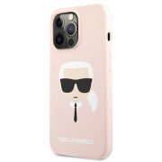   Karl Lagerfeld iPhone 13 Pro Silicone Karl Head (KLHCP13LSLKHP) hátlap, tok, rózsaszín