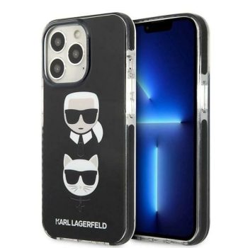   Karl Lagerfeld iPhone 13 Pro 6,1" KLHCP13LTPE2TK Iconic Karl & Choupette hátlap, tok, fekete