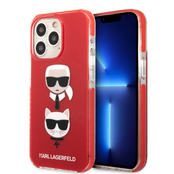 Karl Lagerfeld iPhone 13 Pro Karl & Choupette Heads (KLHCP13LTPE2TR) hátlap, tok, piros