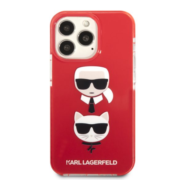 Karl Lagerfeld iPhone 13 Pro Karl & Choupette Heads (KLHCP13LTPE2TR) hátlap, tok, piros