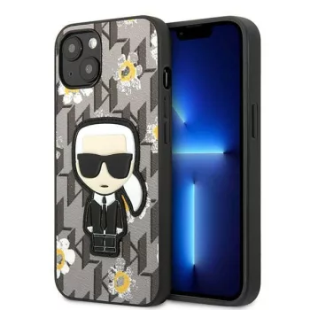   Karl Lagerfeld iPhone 13 Flower Ikonik Karl (KLHCP13MPMNFIK1) hátlap, tok, szürke