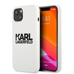   Karl Lagerfeld iPhone 13 Stack Black Logo Silicone hátlap, tok, fehér