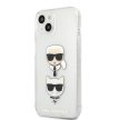 Karl Lagerfeld iPhone 13 Mini Karl & Choupette Head Glitter (KLHCP13SKCTUGLS) hátlap, tok, ezüst