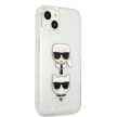 Karl Lagerfeld iPhone 13 Mini Karl & Choupette Head Glitter (KLHCP13SKCTUGLS) hátlap, tok, ezüst