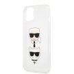 Karl Lagerfeld iPhone 13 Mini Karl & Choupette Head Glitter (KLHCP13SKCTUGLS) hátlap, tok, ezüst