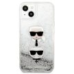 Karl Lagerfeld iPhone 13 Mini 5,4" KLHCP13SKICGLS Liquid Glitter Karl&Choupette Head tok, ezüst