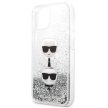 Karl Lagerfeld iPhone 13 Mini 5,4" KLHCP13SKICGLS Liquid Glitter Karl&Choupette Head tok, ezüst