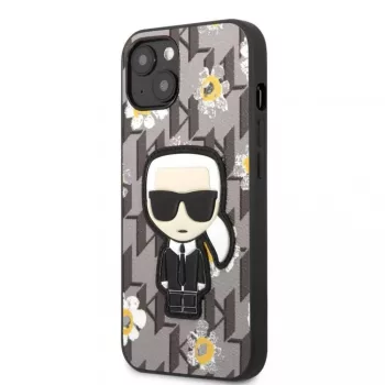   Karl Lagerfeld iPhone 13 Mini Ikonik Flower (KLHCP13SPMNFIK1) hátlap, tok, sötétszürke