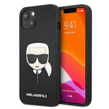   Karl Lagerfeld iPhone 13 Mini Saffiano Iconic Karl's Head (KLHCP13SSAKHBK) hátlap, tok, fekete