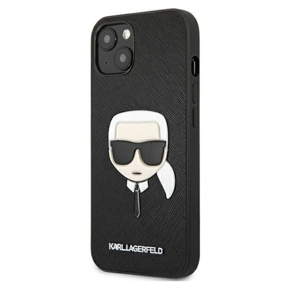 Karl Lagerfeld iPhone 13 Mini Saffiano Iconic Karl's Head (KLHCP13SSAKHBK) hátlap, tok, fekete