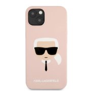   Karl Lagerfeld iPhone 13 Mini Karl's Head Silicone (KLHCP13SSLKHPI) hátlap, tok, rózsaszín
