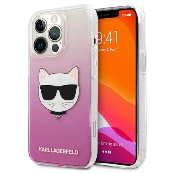   Karl Lagerfeld KLHCP13XCTRP Choupette Head iPhone 13 Pro Max 6,7" hátlap, tok, rózsaszín
