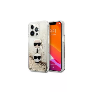   Karl Lagerfeld Liquid Glitter Karl&Choupette Head iPhone 13 Pro Max 6,7" KLHCP13XKICGLD tok, arany