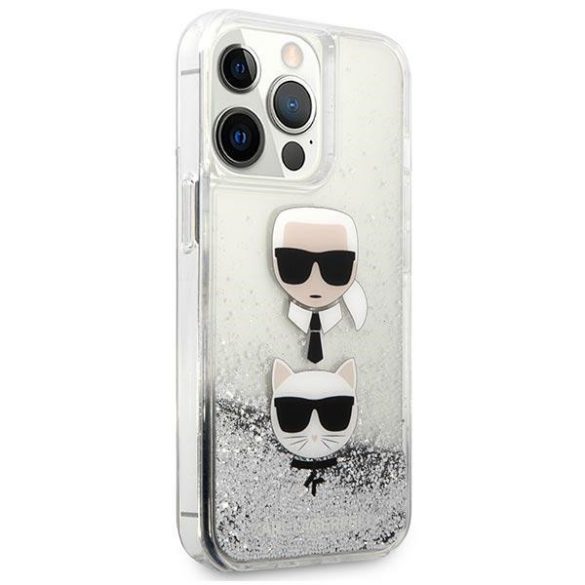 Karl Lagerfeld iPhone 13 Pro Max Karl and Choupette Glitter (KLHCP13XKICGLS) hátlap, tok, ezüst