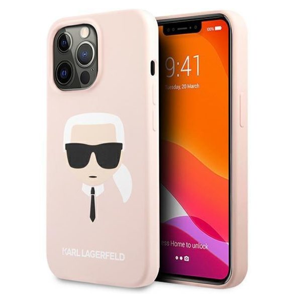 Karl Lagerfeld iPhone 13 Pro Max Karl Head Silicone (KLHCP13XSLKHP) hátlap, tok, rózsaszín