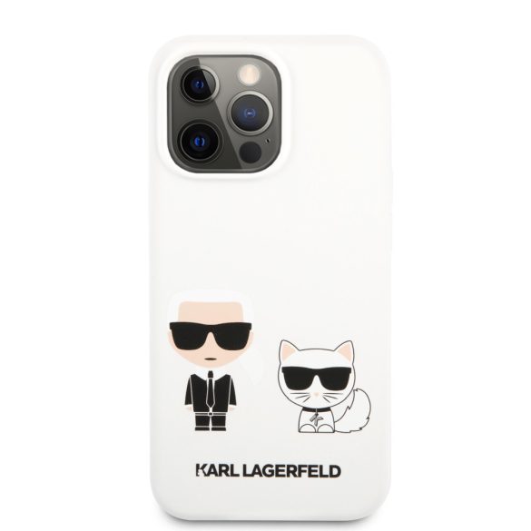 Karl Lagerfeld iPhone 13 Pro Max Silicone Karl & Choupette (KLHCP13XSSKCW) hátlap, tok, fehér