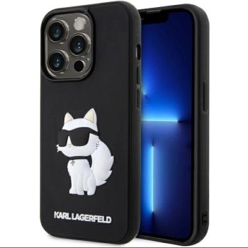   Karl Lagerfeld Rubber Choupette 3D iPhone 14 Pro 6,1" KLHCP14L3DRKHNK, hátlap, tok, fekete