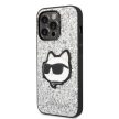 Karl Lagerfeld KLHCP14LG2CPS Glitter Choupette Patch iPhone 14 Pro 6.1", hátlap, tok, ezüst